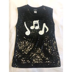 Black sequin sleeveless top